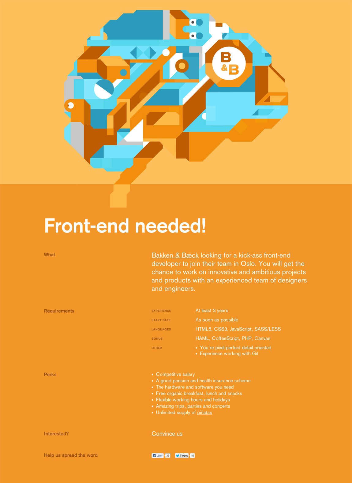 Bakken & Bæck is looking for a talented front-end developer Website Screenshot
