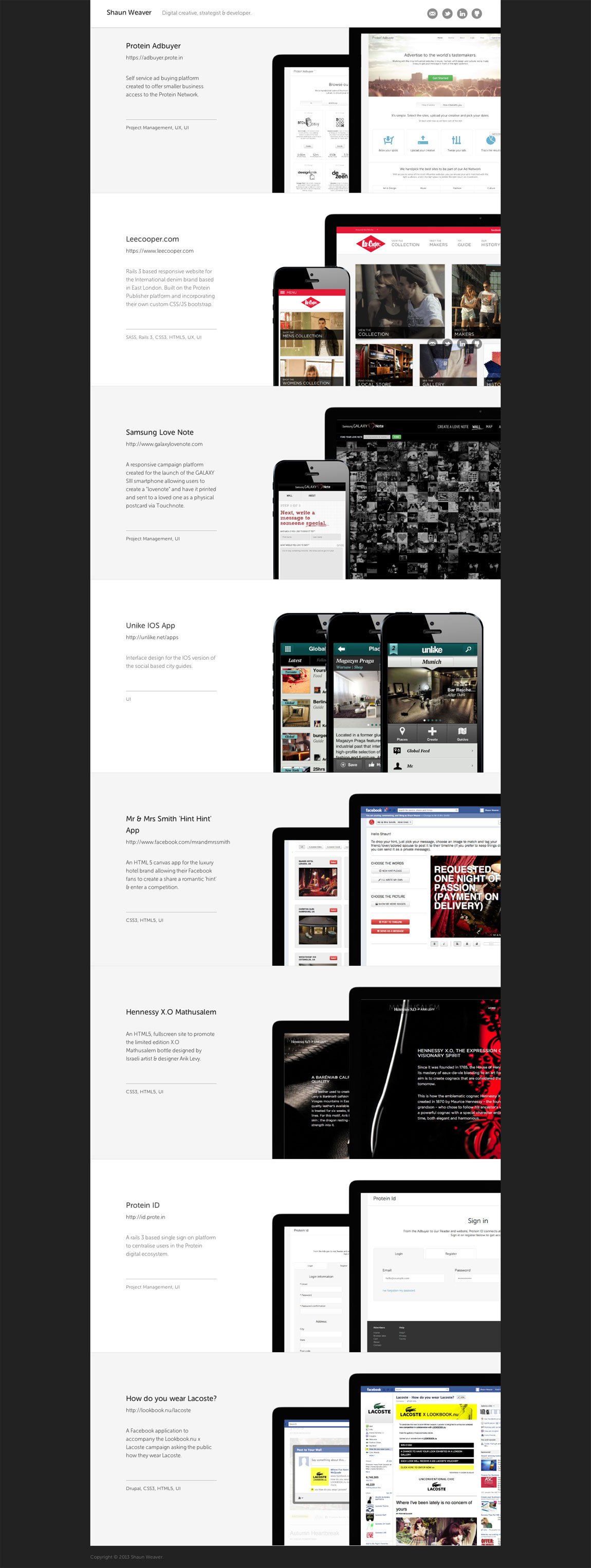 Shaun Weaver Website Screenshot