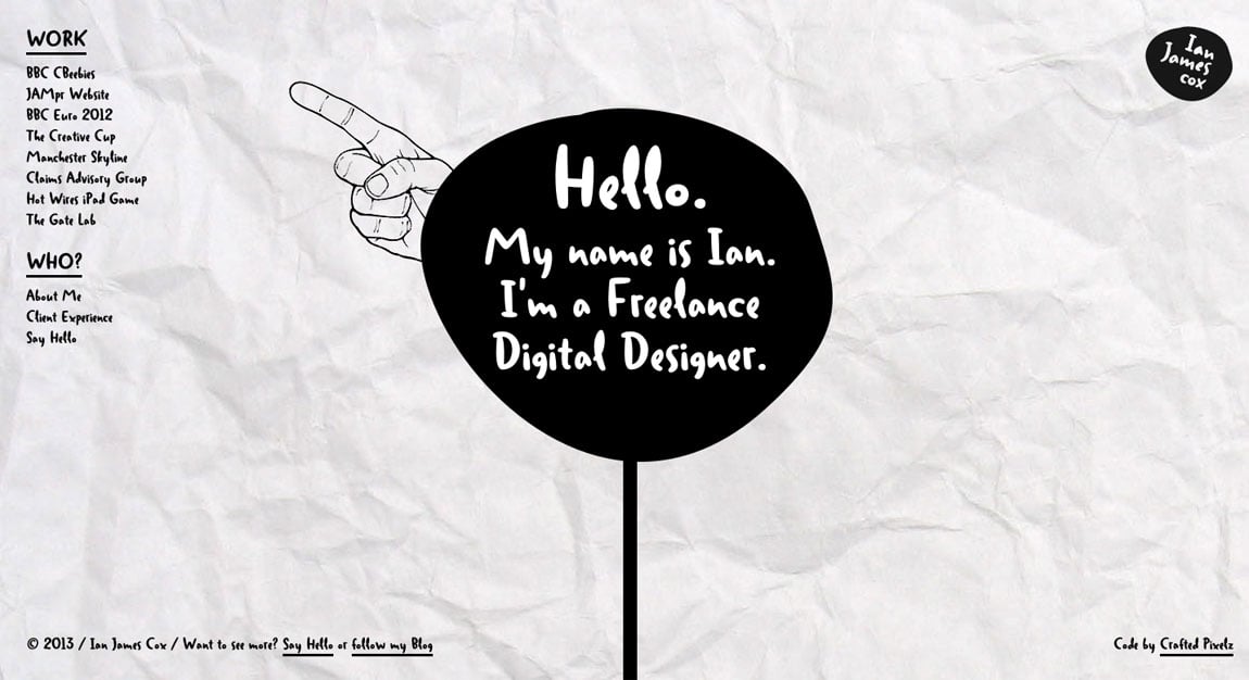 Ian James Cox Website Screenshot