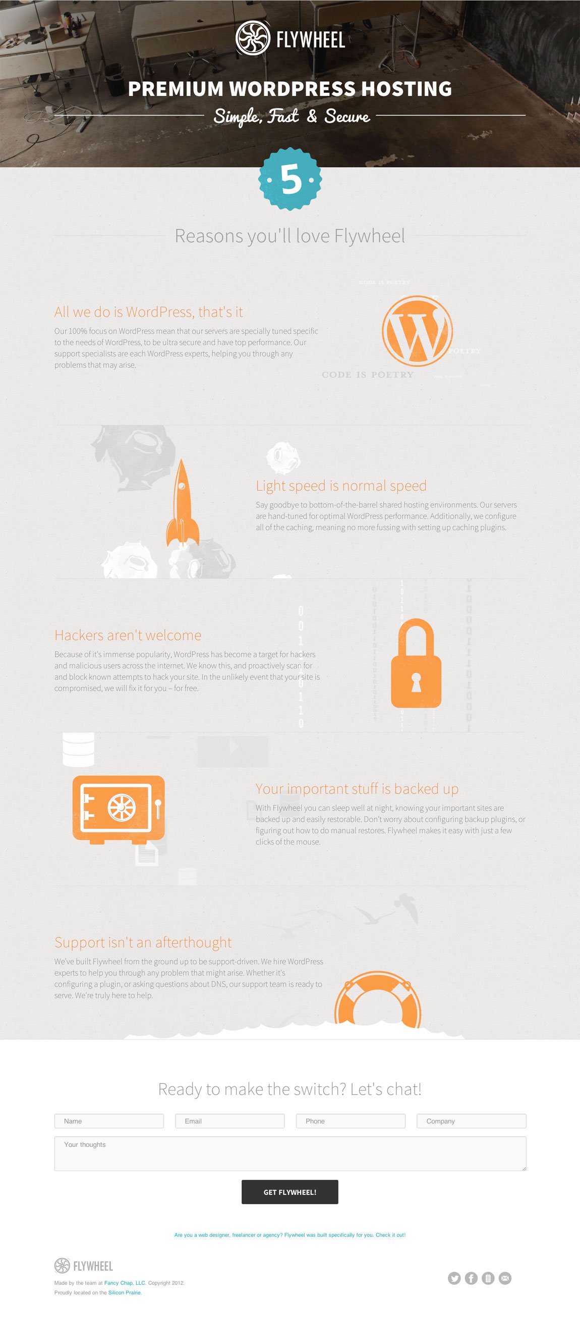 5 reasons you’ll love Flywheel Website Screenshot