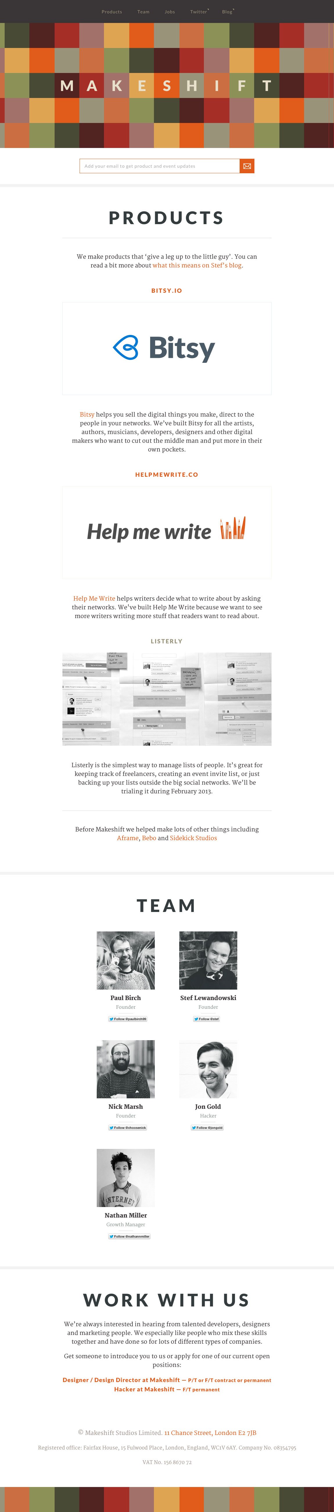 Makeshift Website Screenshot