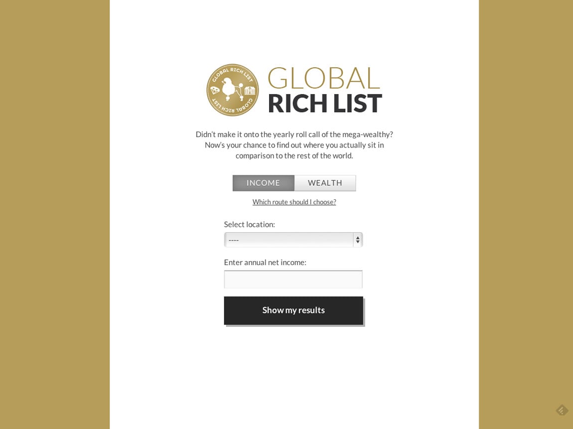 Global Rich List Website Screenshot