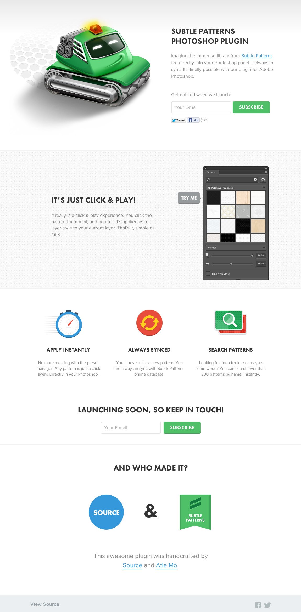 Subtle Patterns Photoshop plugin Website Screenshot