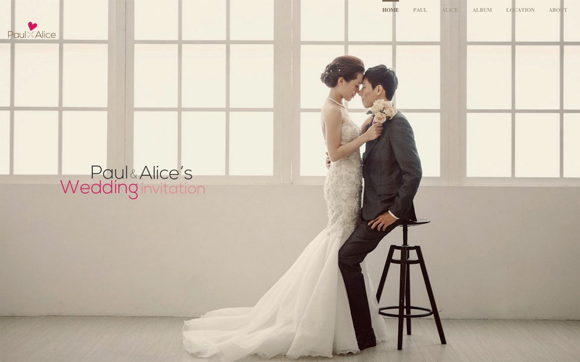 Paul & Alice Wedding Website Screenshot