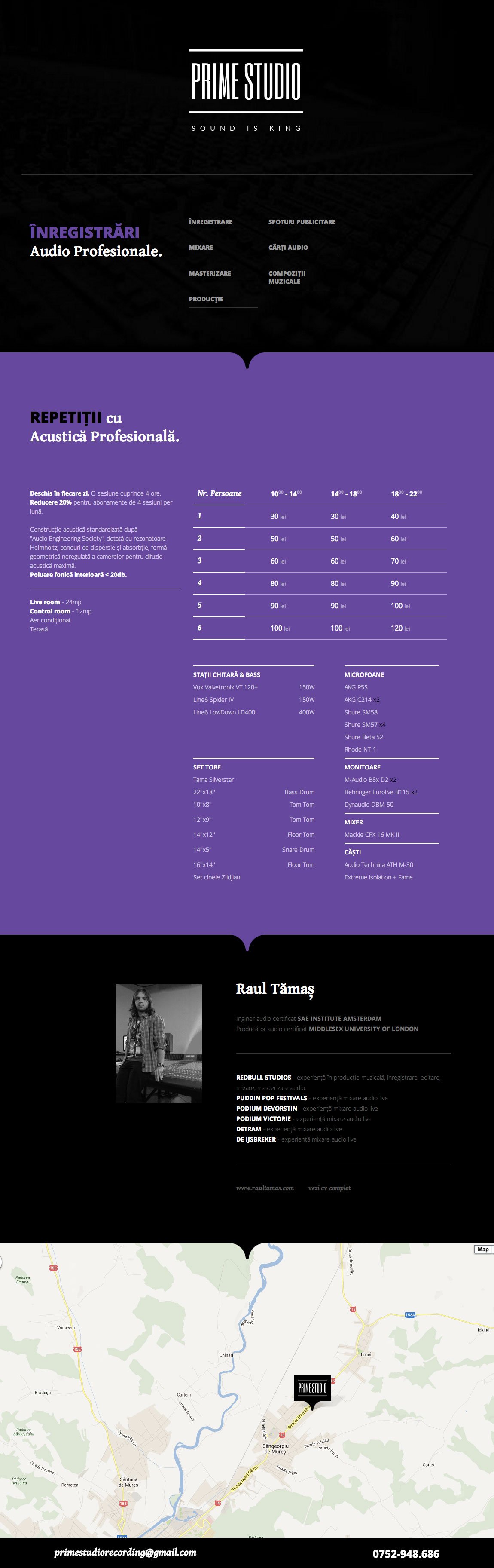 Prime Studio Recording Website Screenshot