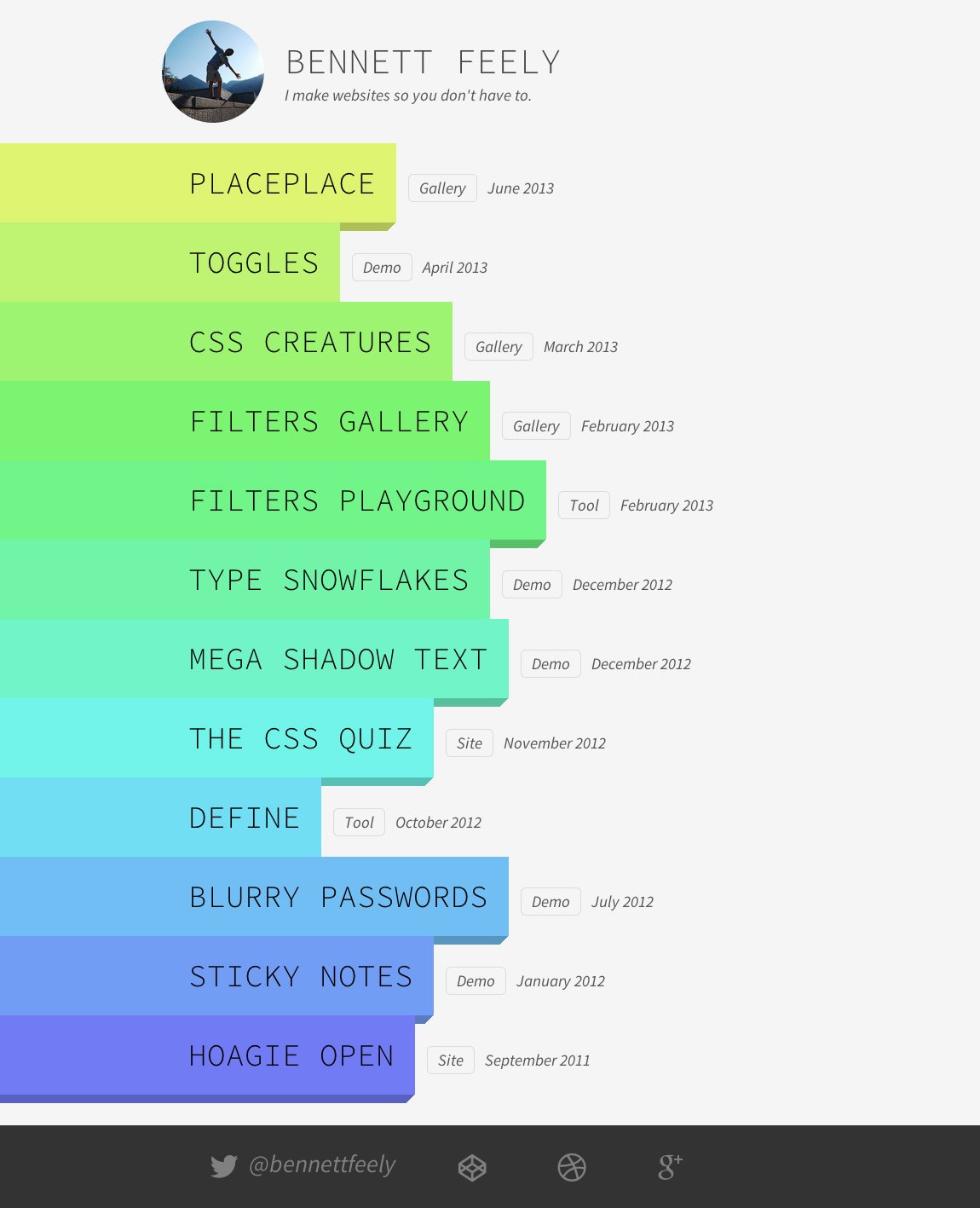 Bennett Feely Website Screenshot