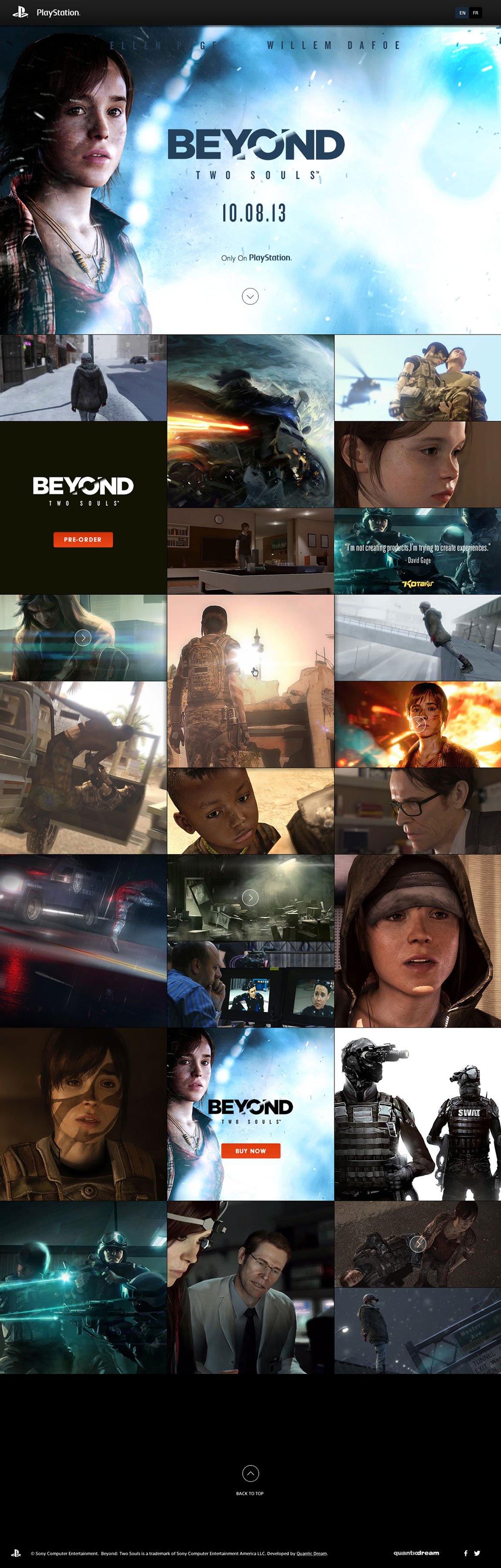 Beyond: Two Souls Website Screenshot
