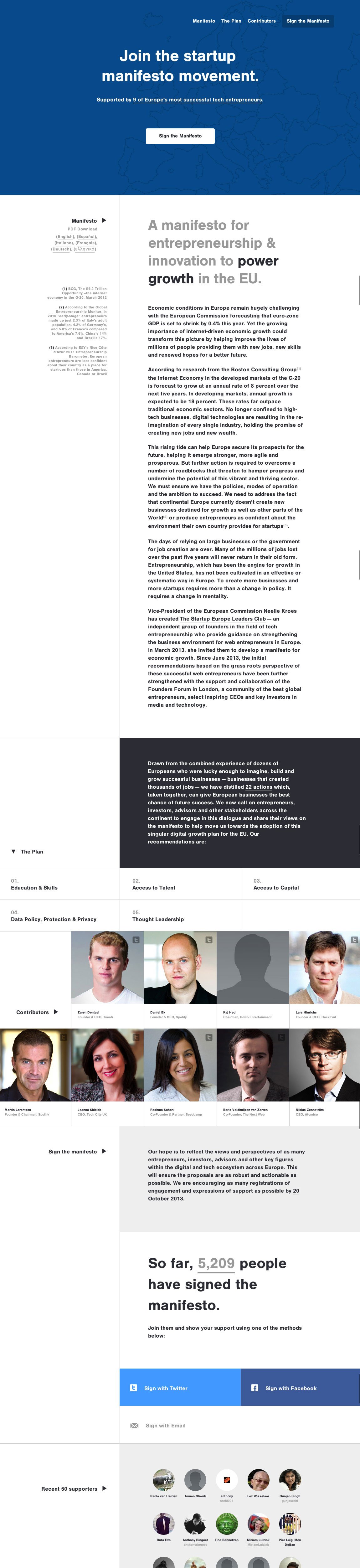 Startup Europe Website Screenshot