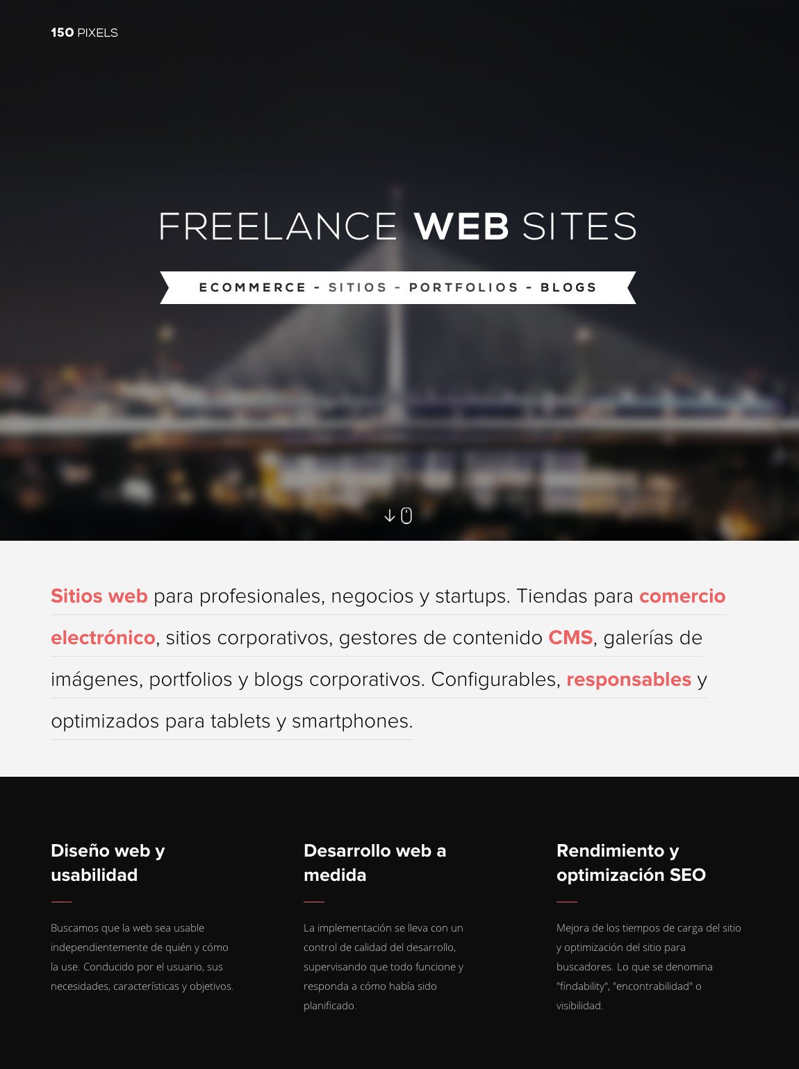 150 Pixels Website Screenshot