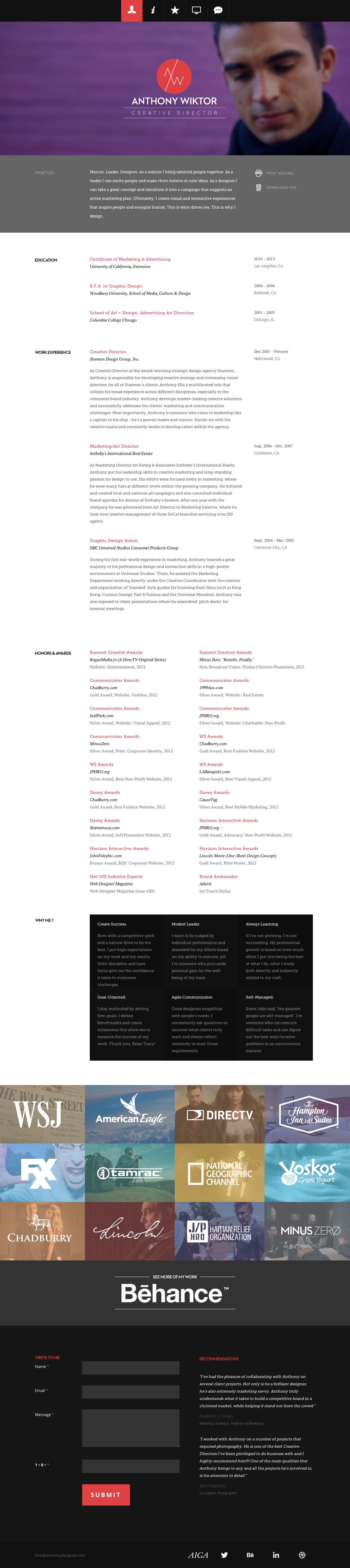 Anthony Wiktor Website Screenshot