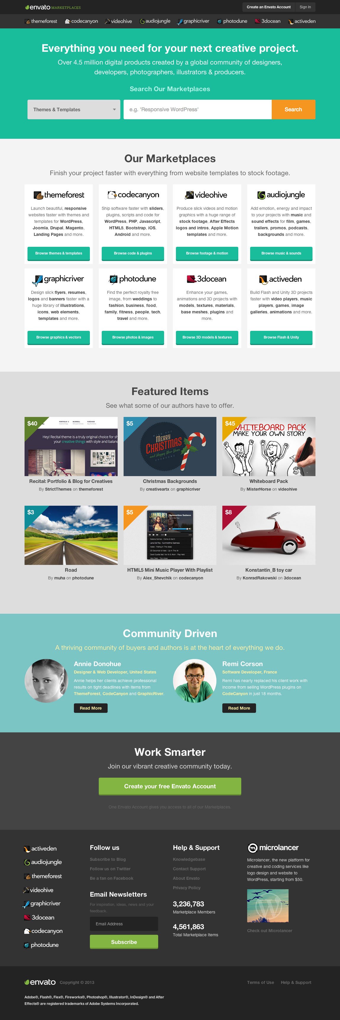 Envato Marketplaces Website Screenshot