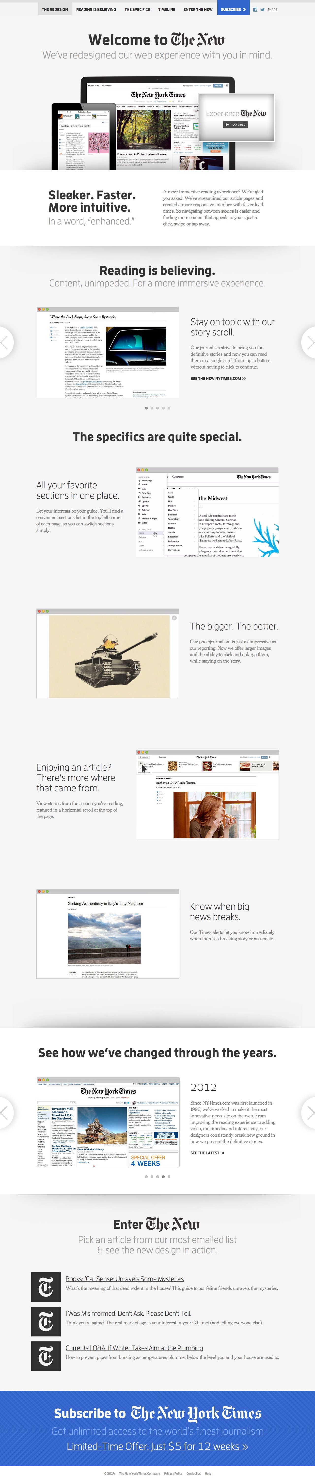 New York Times 2014 Redesign Website Screenshot
