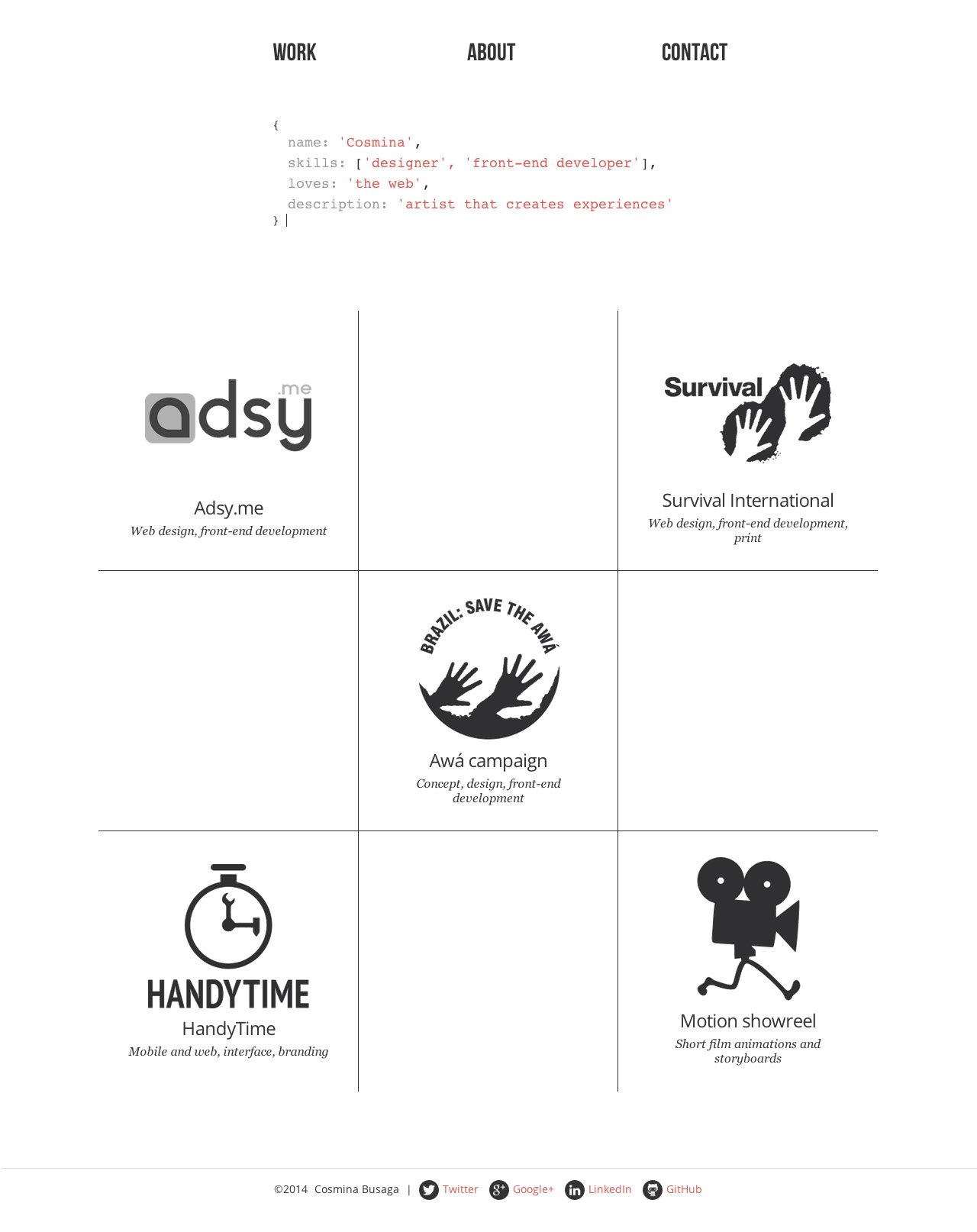 Cosmina Website Screenshot