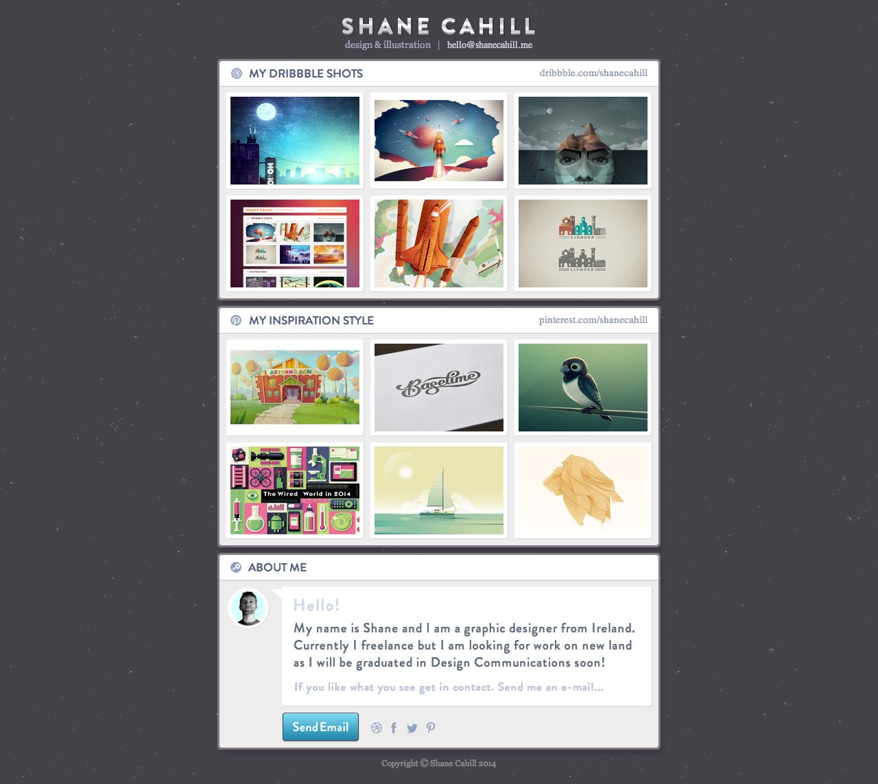 Shane Cahill Website Screenshot