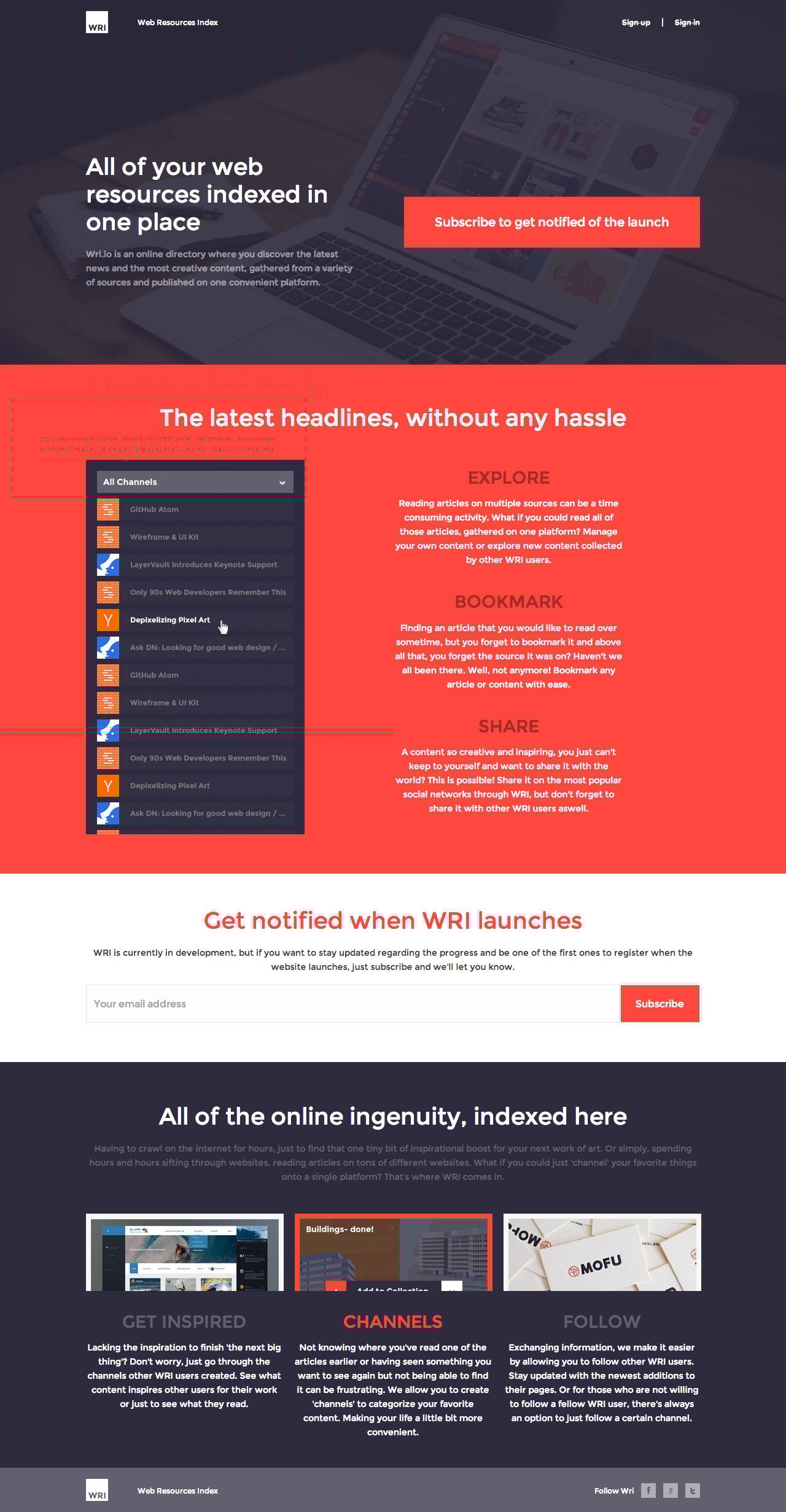 Web Resources Index Website Screenshot