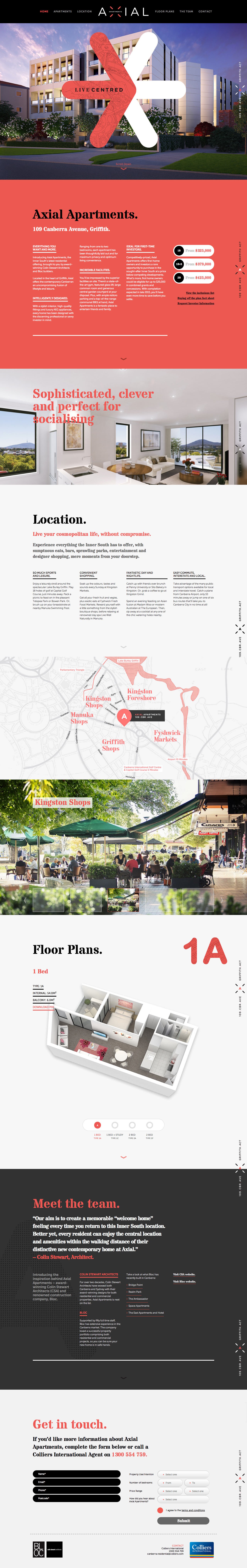 Axial Apartments Website Screenshot