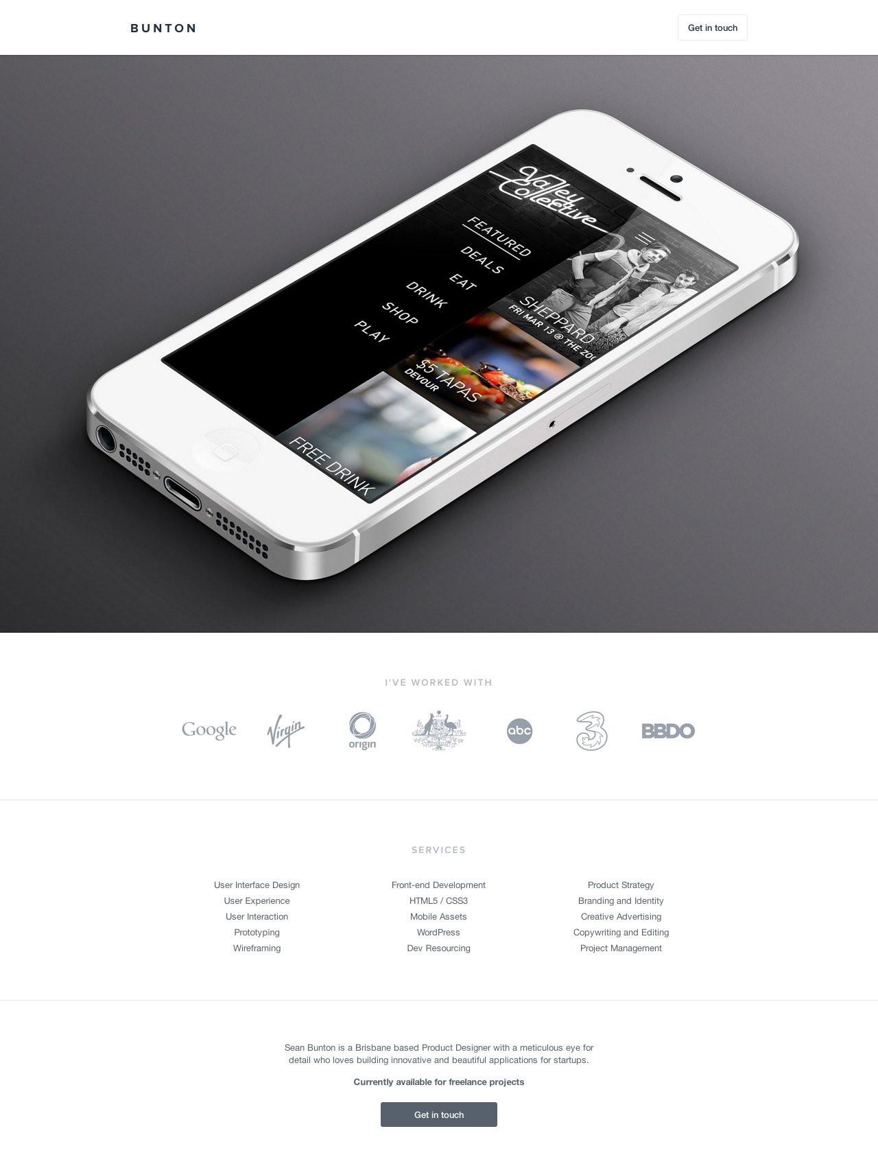 Sean Bunton Website Screenshot