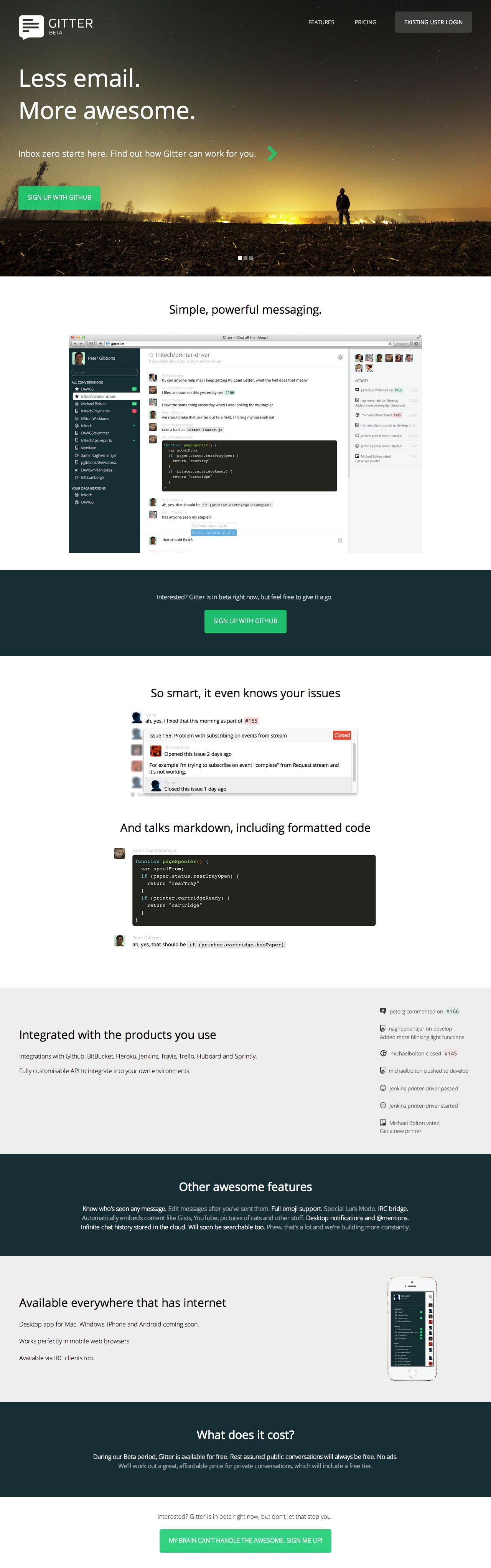 Gitter Website Screenshot