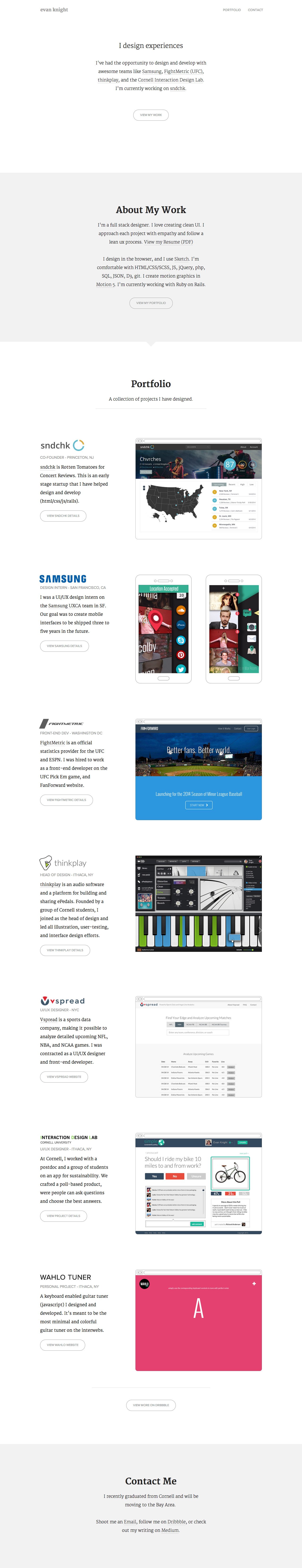 Evan Knight Website Screenshot