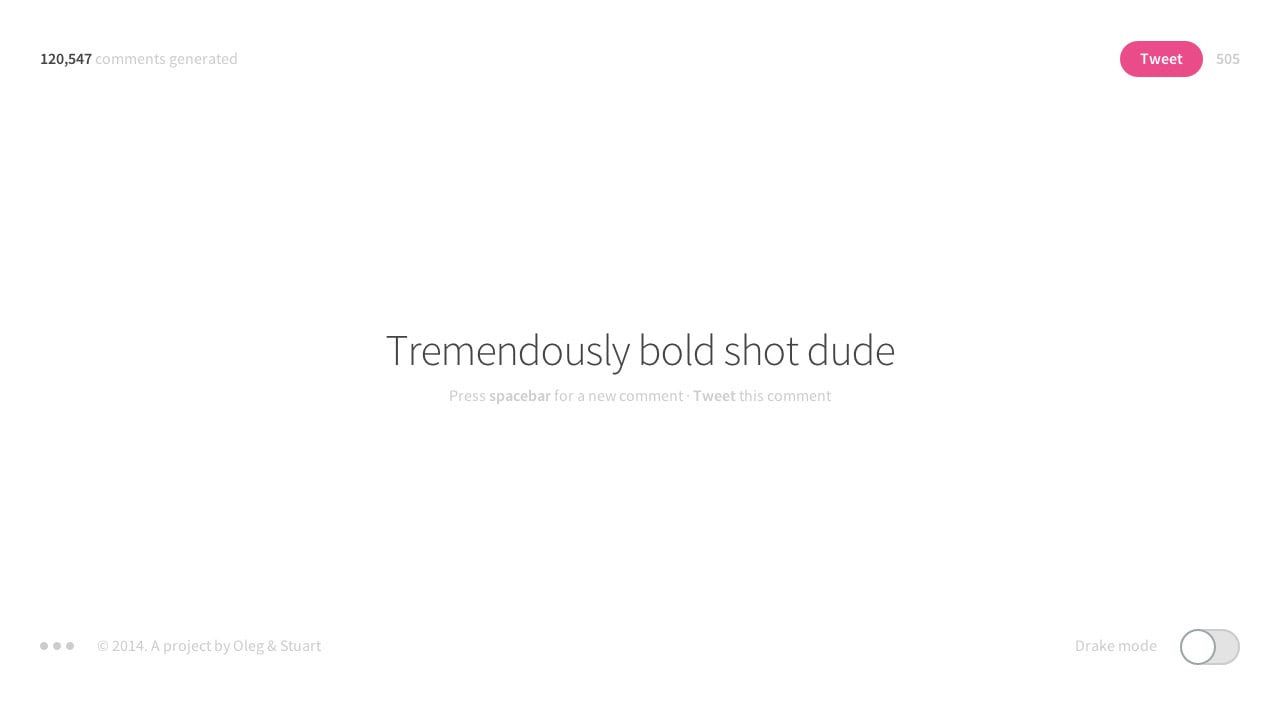 Dribbble Comment Generator Website Screenshot