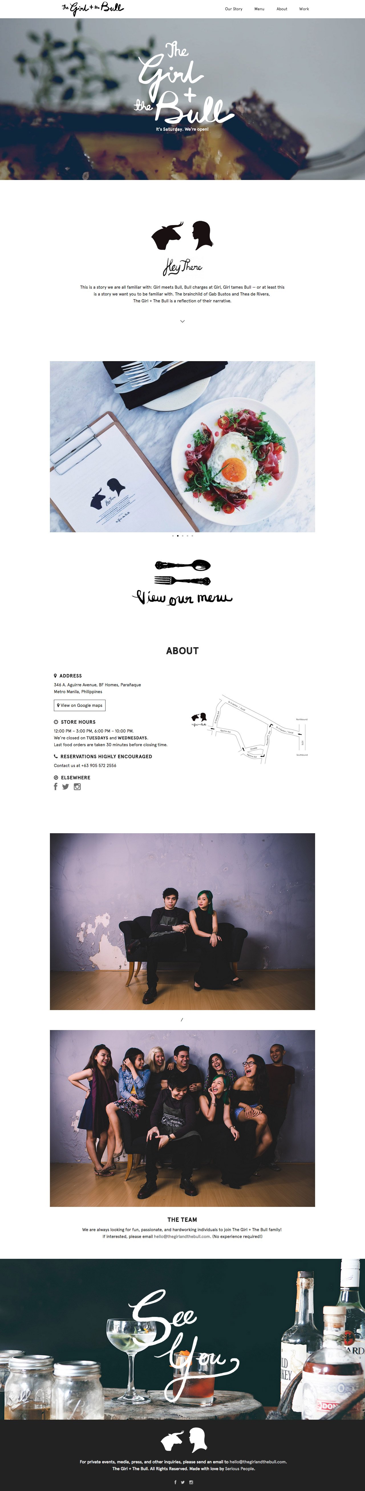 The Girl and The Bull Website Screenshot