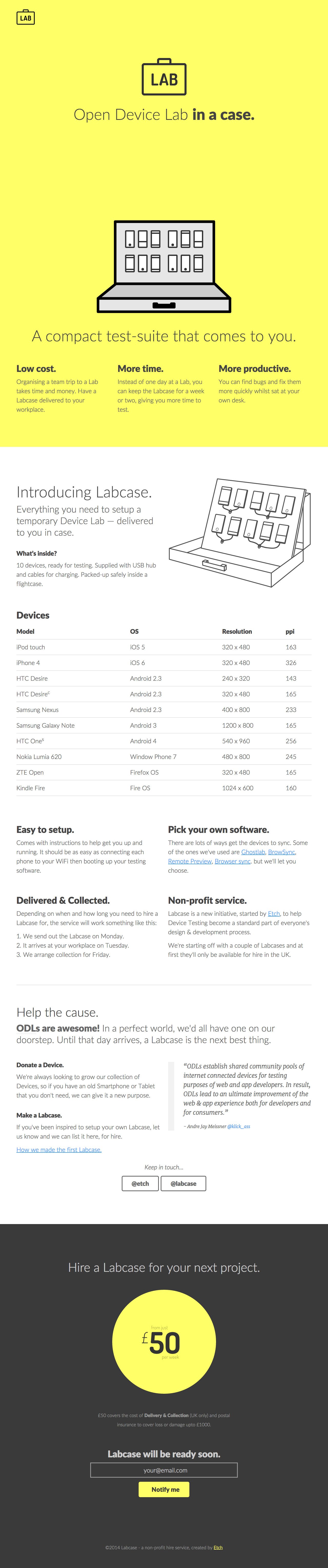 Labcase Website Screenshot