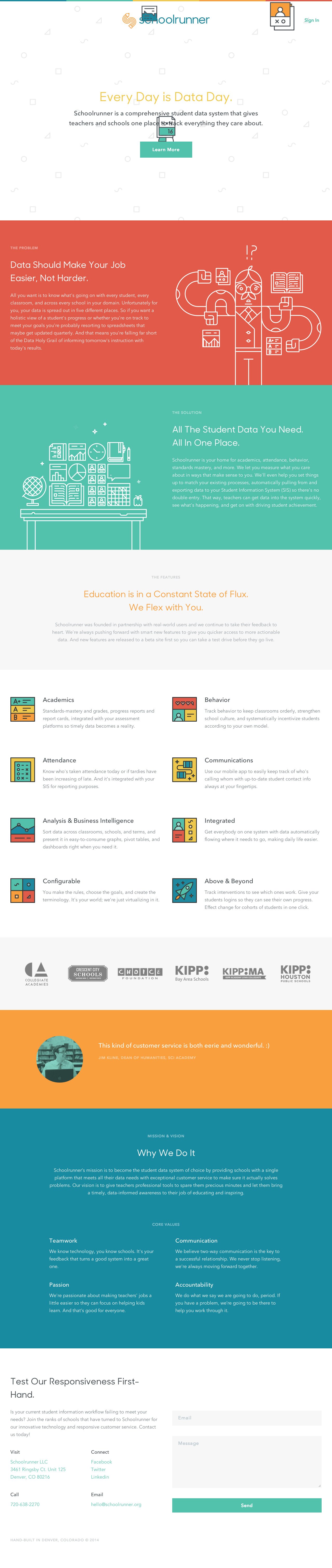 Schoolrunner Website Screenshot