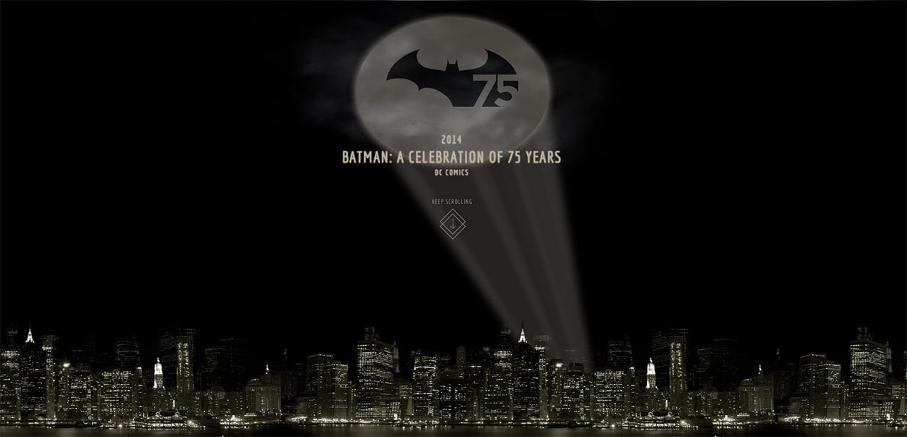 75 years of Batman Website Screenshot