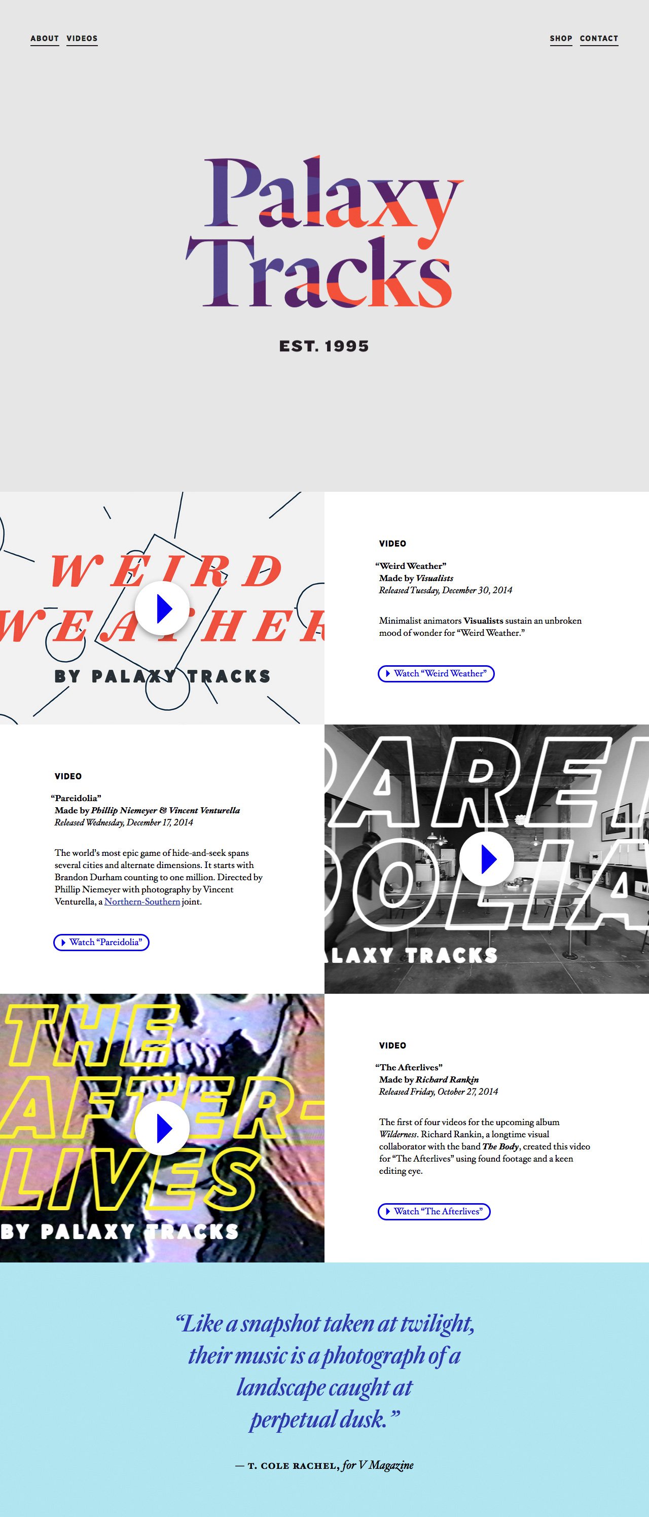 Wilderness, by Palaxy Tracks Website Screenshot