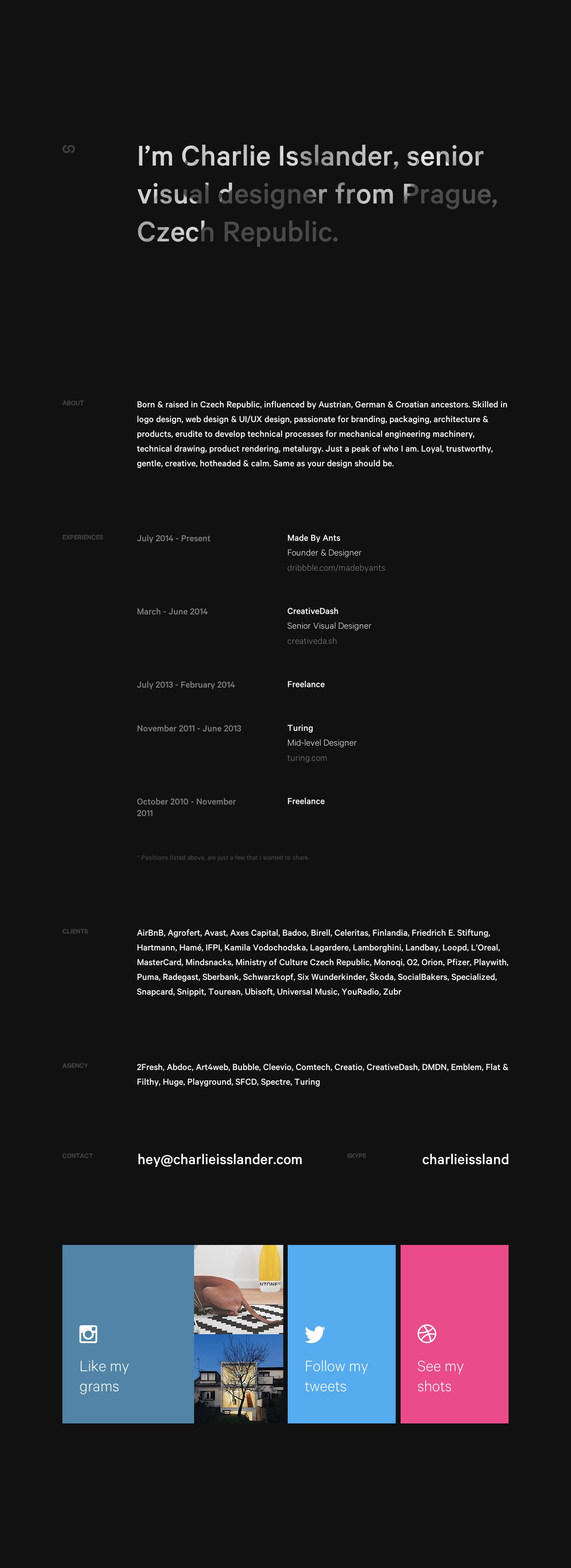 Charlie Isslander Website Screenshot