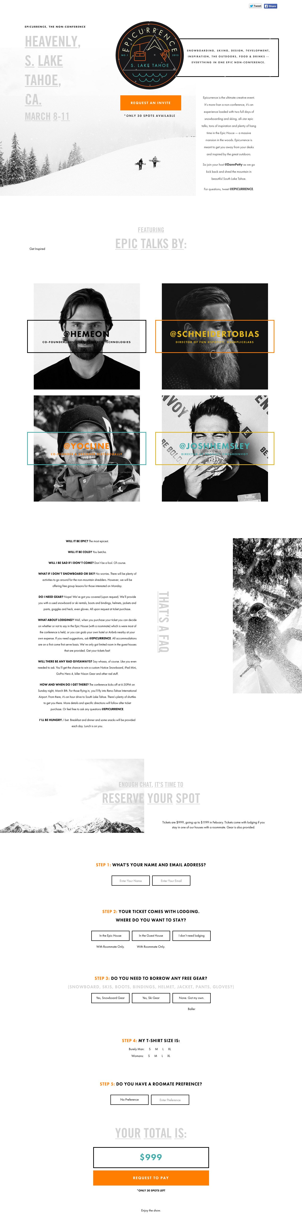 Epicurrence 2015 – Tahoe Website Screenshot