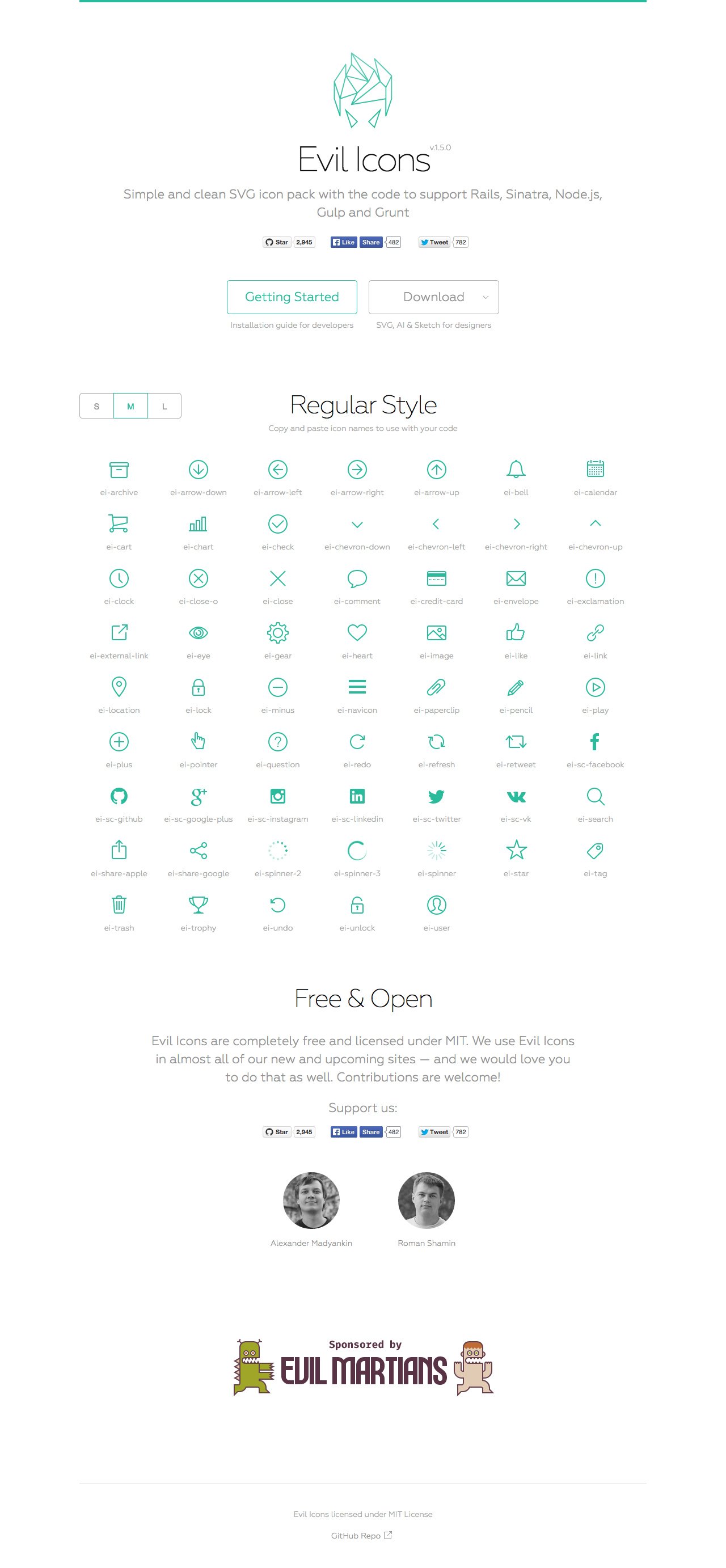 Evil Icons Website Screenshot