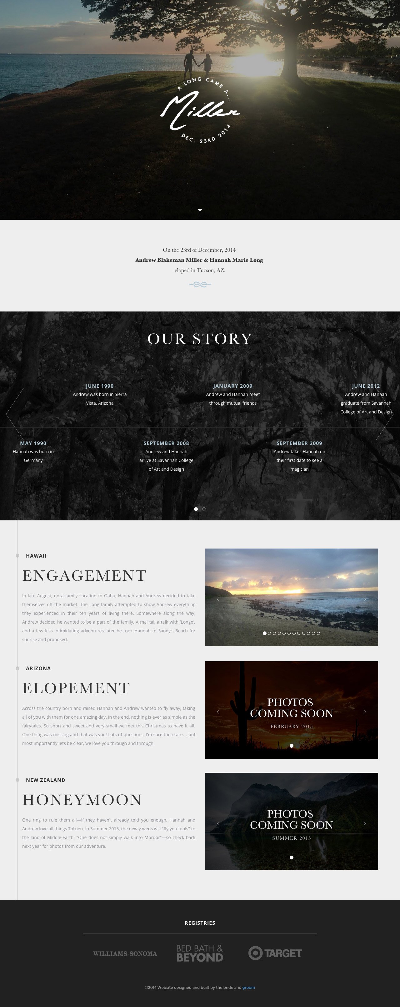 Miller Elopement Website Screenshot