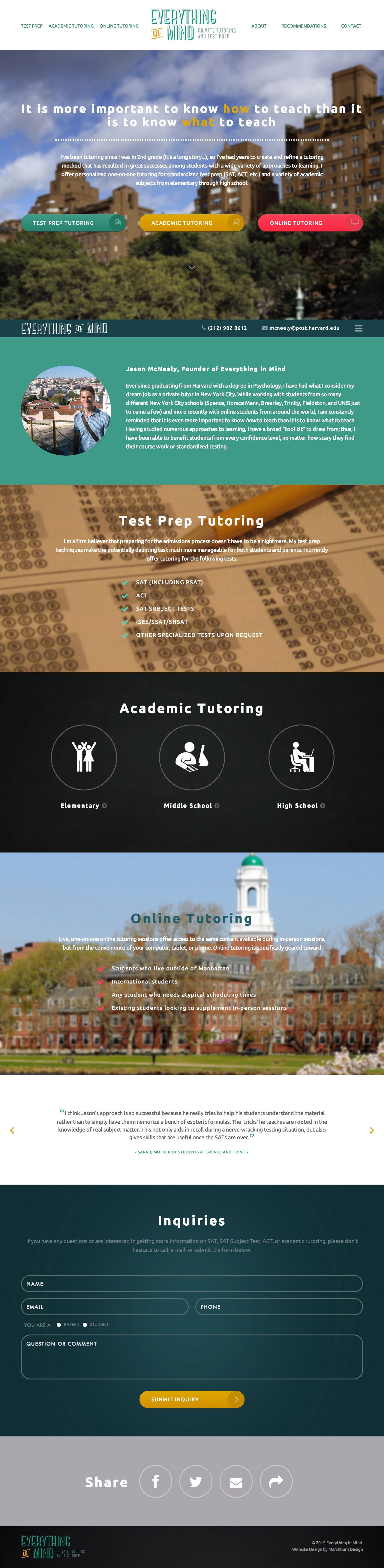 Everything In Mind Tutoring Website Screenshot