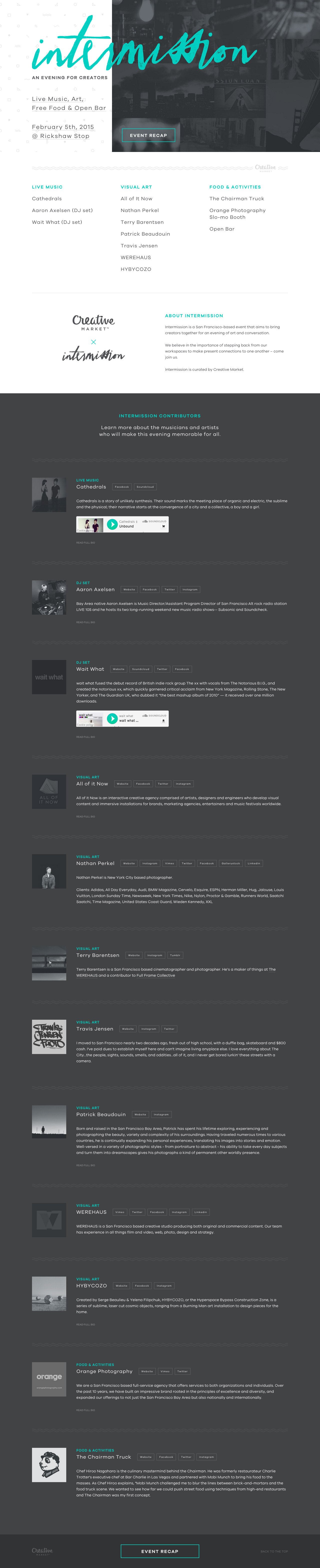 Intermission Website Screenshot