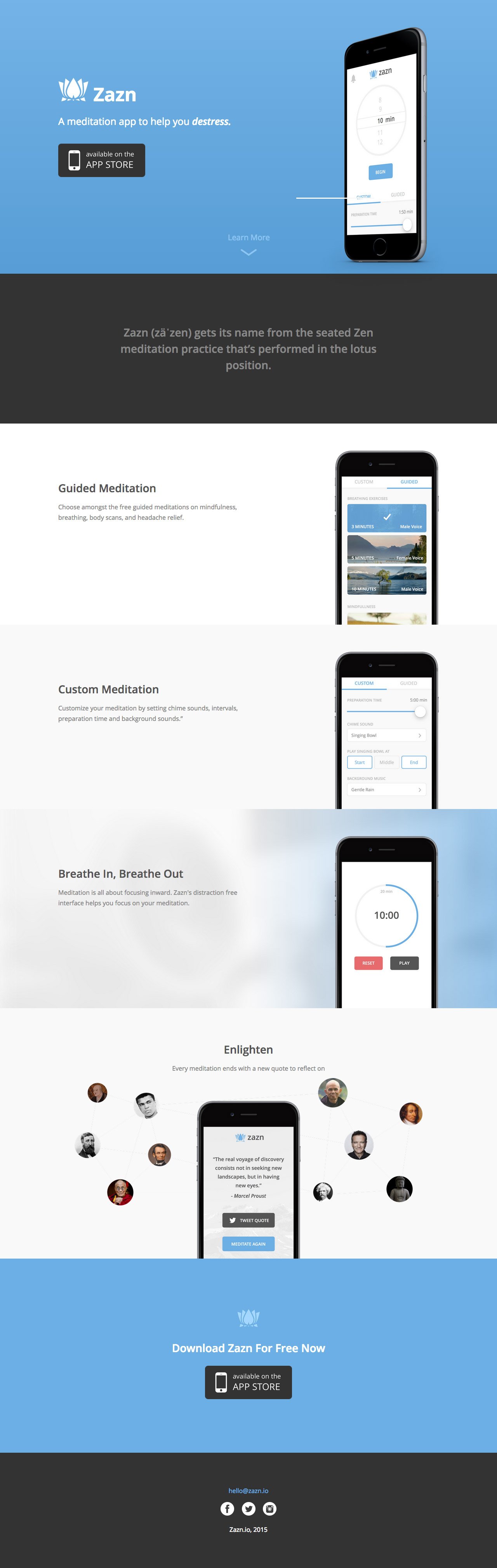 Zazn Meditation App Website Screenshot