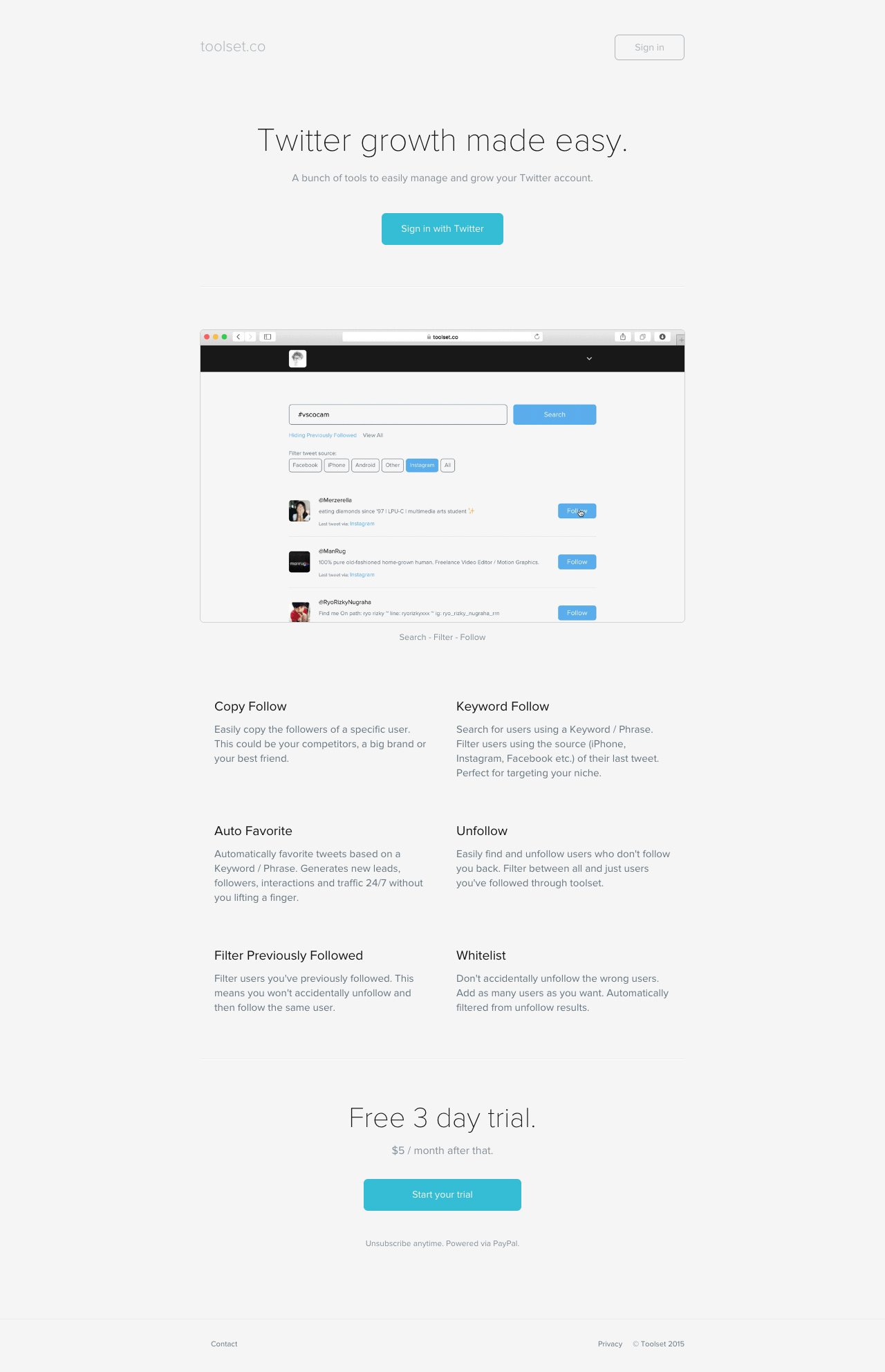 Toolset Website Screenshot