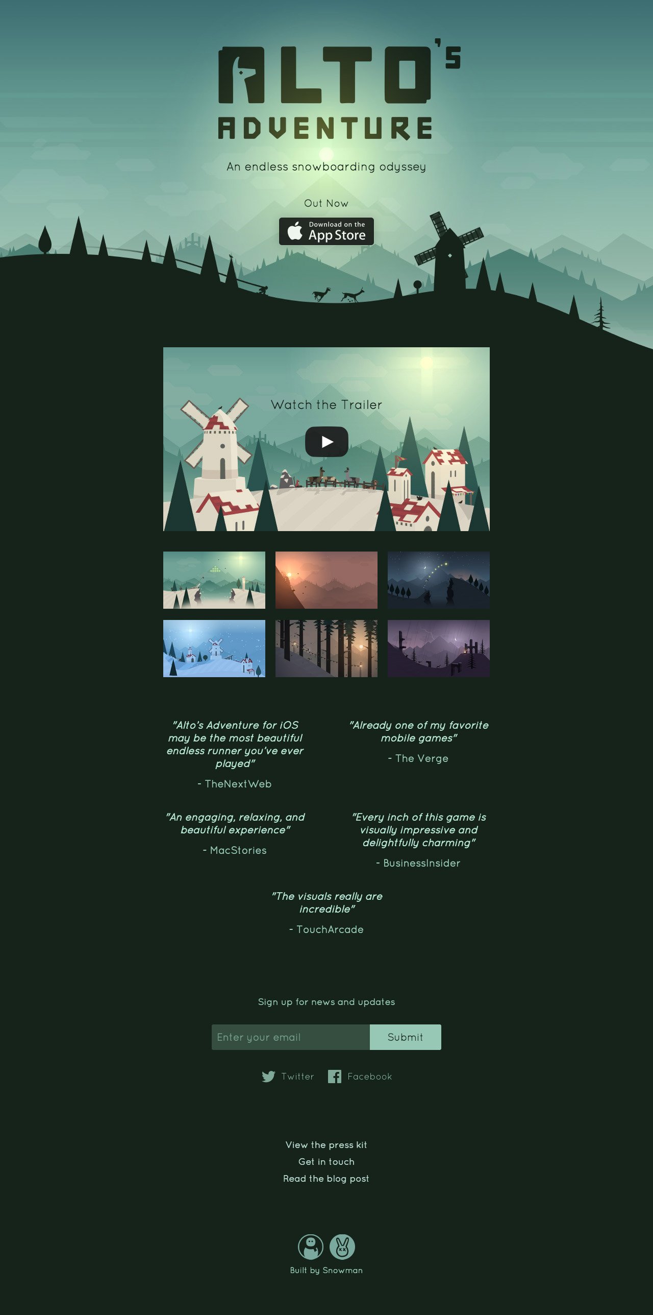 Alto’s Adventure Website Screenshot
