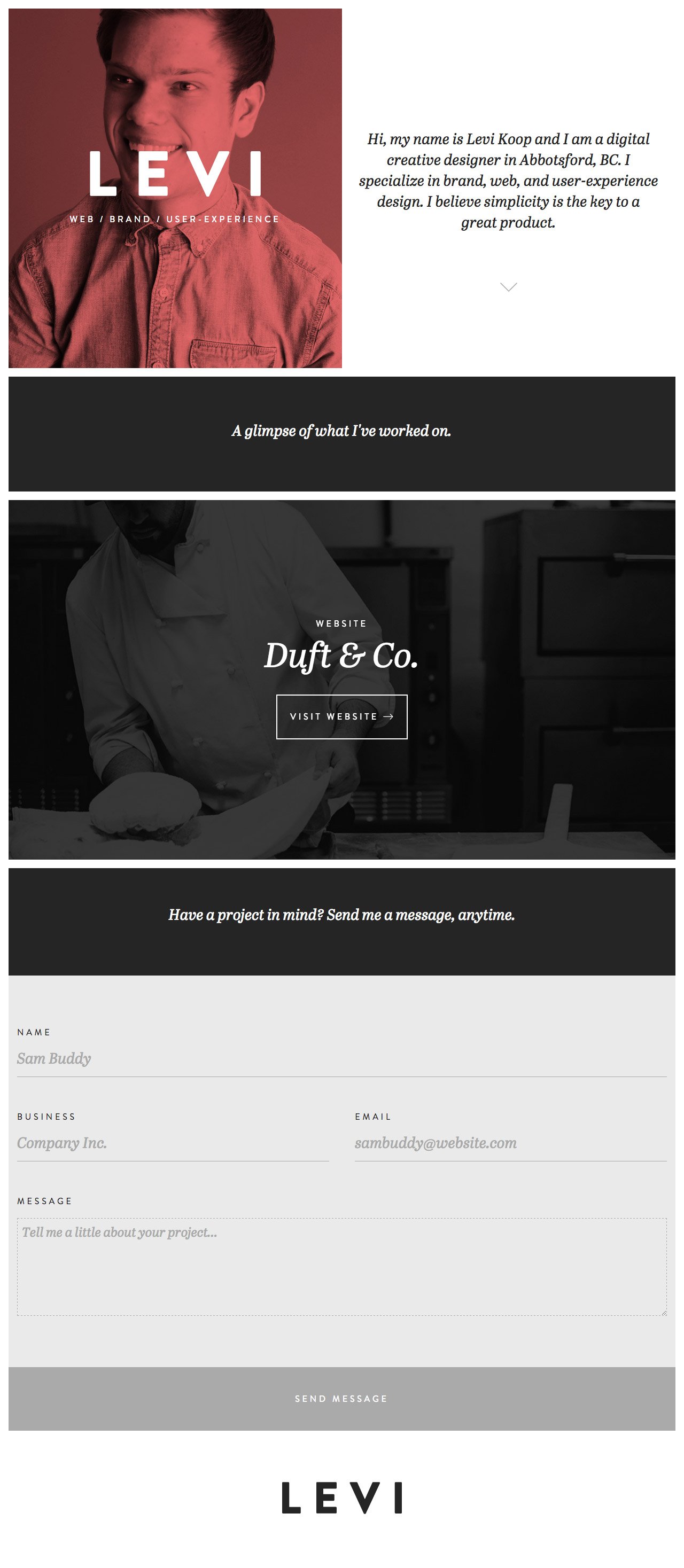 Levi Koop Website Screenshot