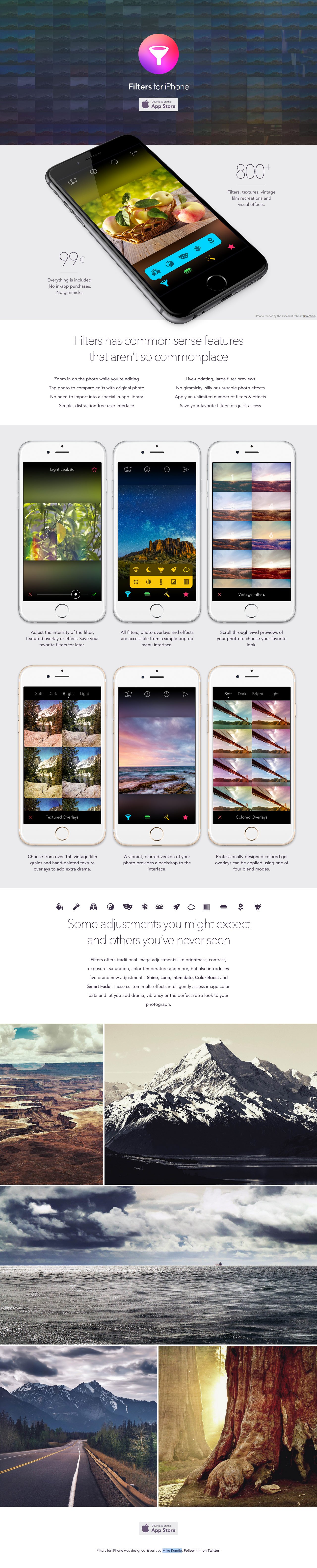 Filters for iPhone Website Screenshot