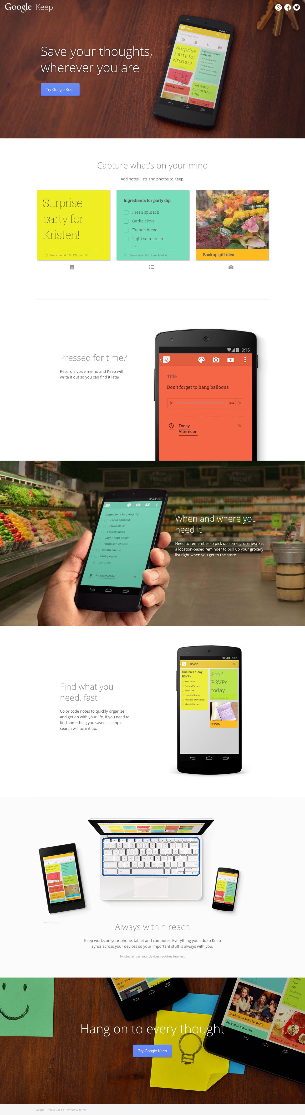 Google Keep Website Screenshot