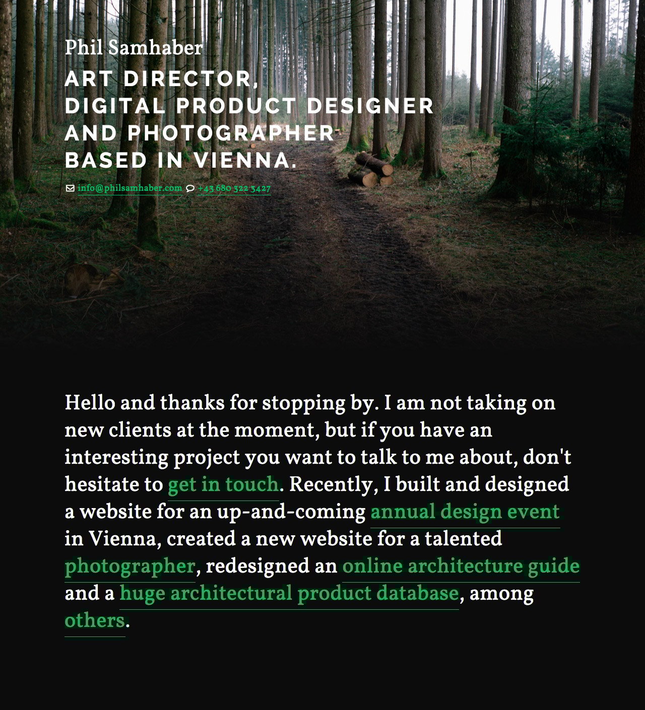 Phil Samhaber Website Screenshot