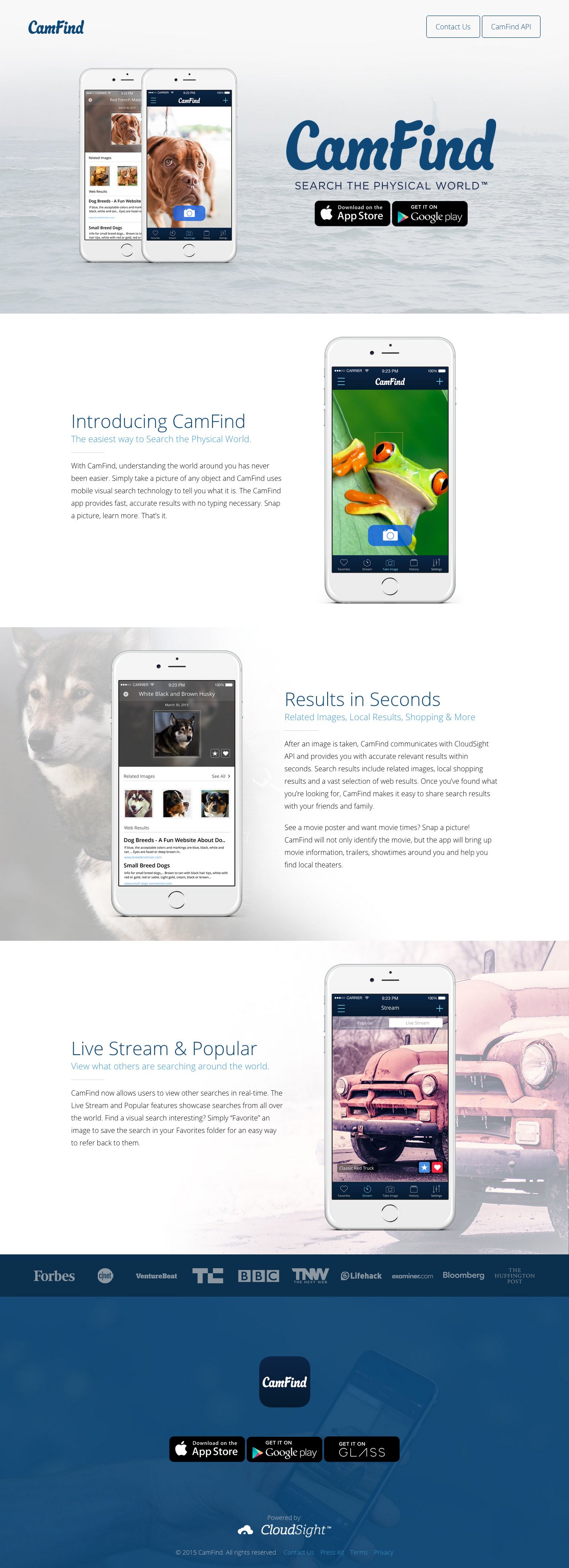 CamFind Website Screenshot