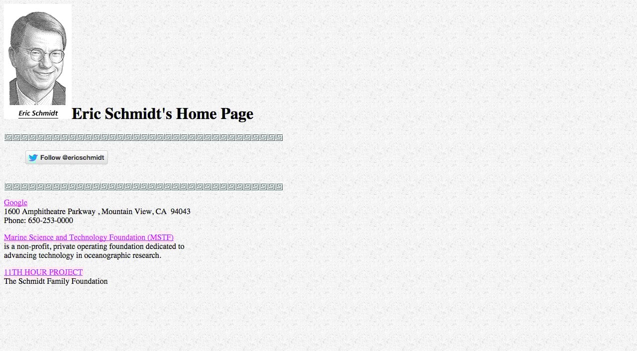 Eric Schmidt Website Screenshot