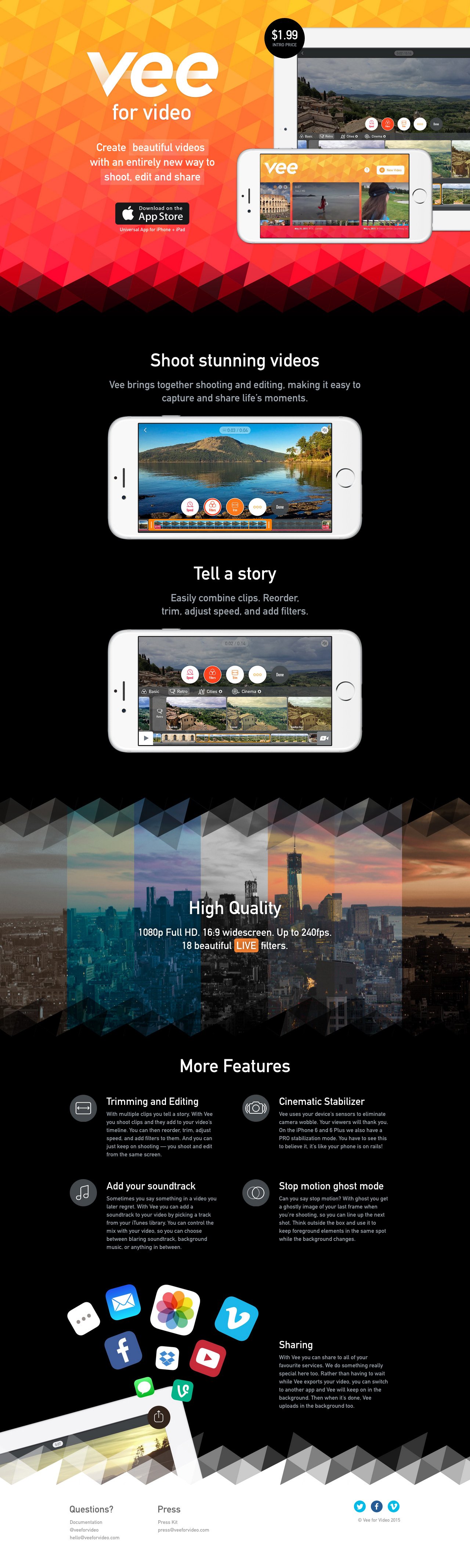 Vee for Video Website Screenshot