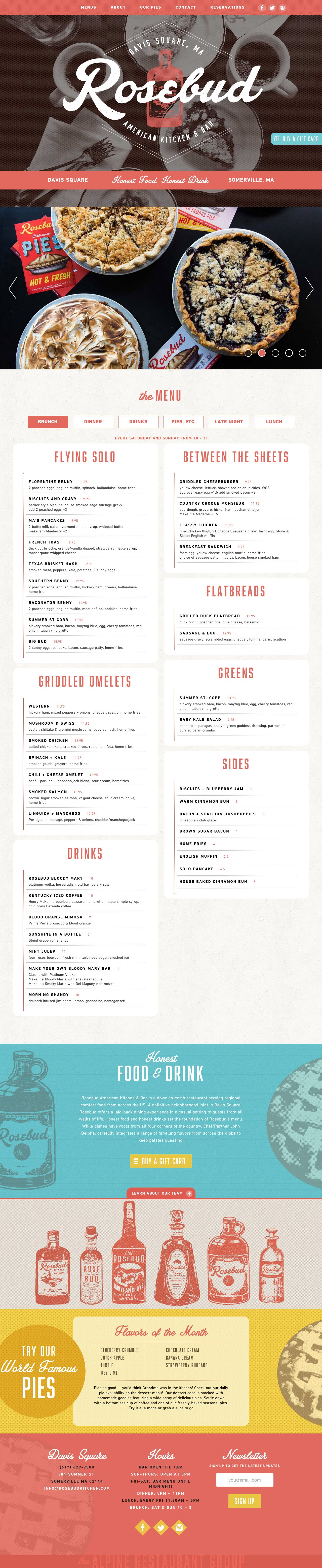 Rosebud American Kitchen & Bar Website Screenshot