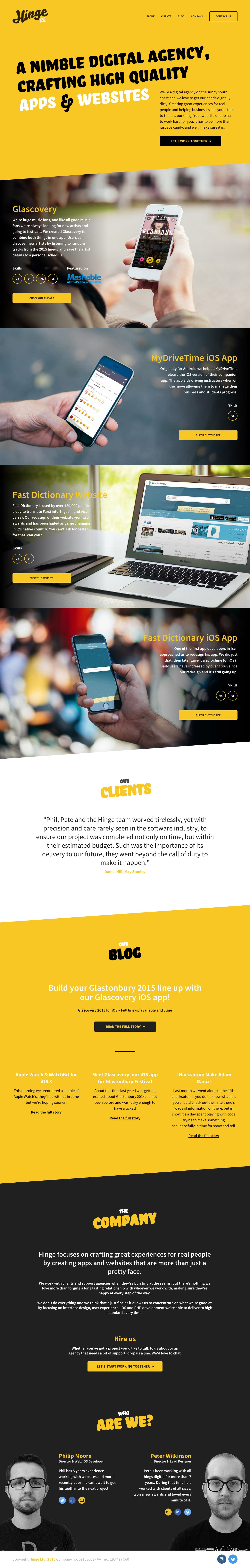 Hinge Ltd Website Screenshot