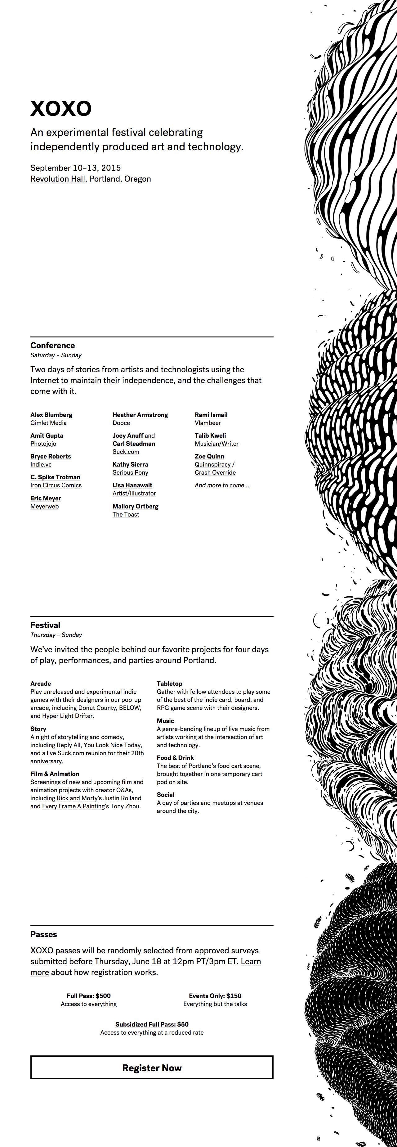 XOXO 2015 Website Screenshot