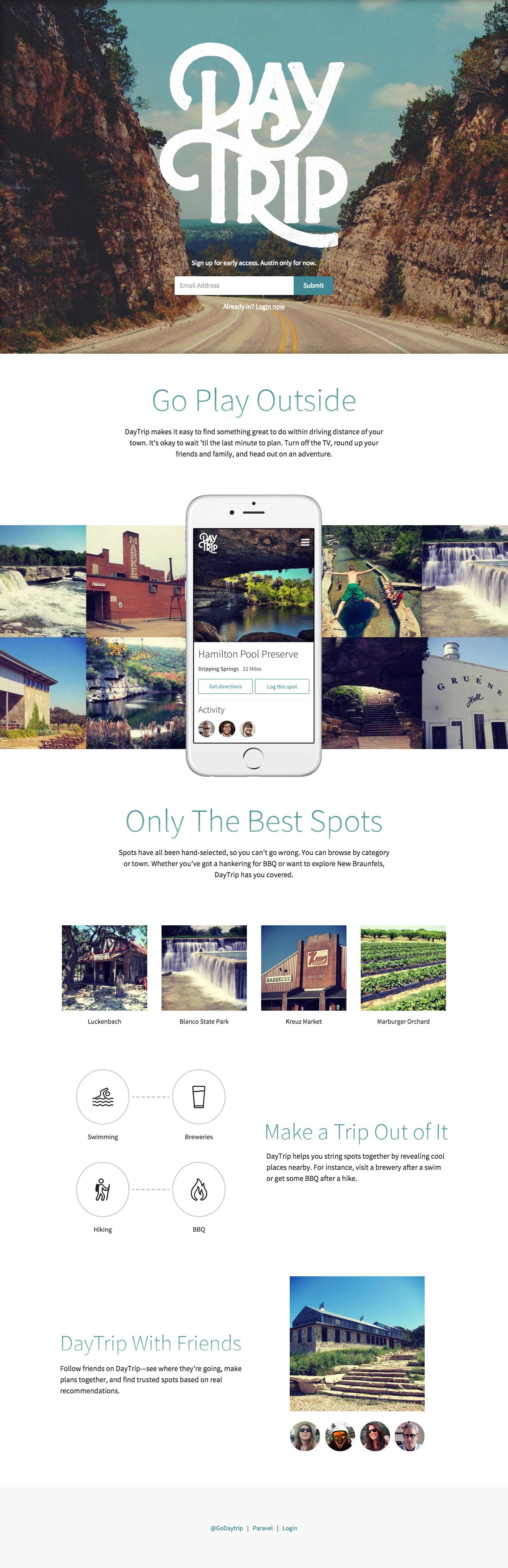 DayTrip Website Screenshot