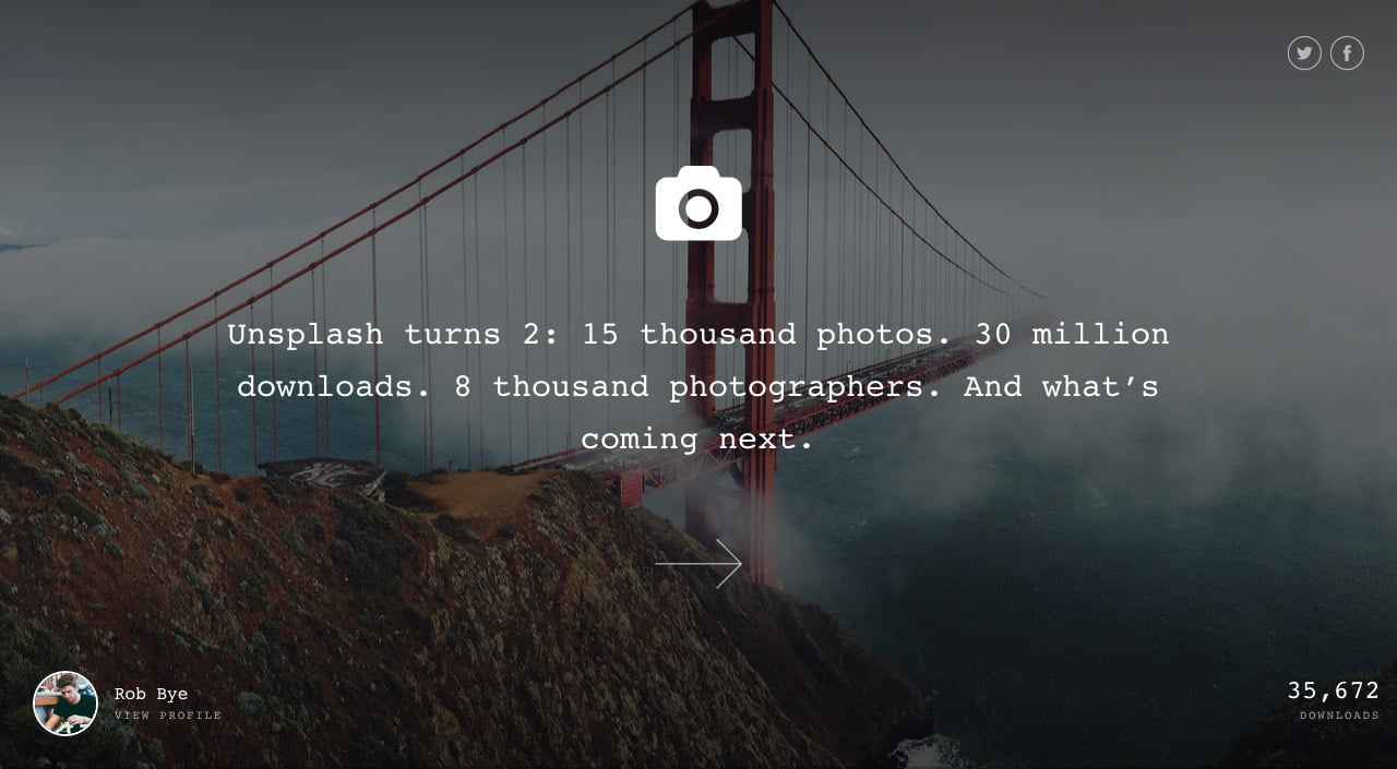 Unsplash Turns 2 Website Screenshot